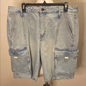 Fashion Nova Blue Cargo Shorts with Utilitarian Style